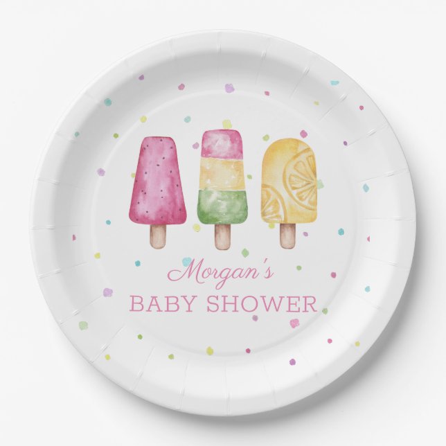 Girl Ready to Pop Summer Baby Shower Paper Plates (Front)