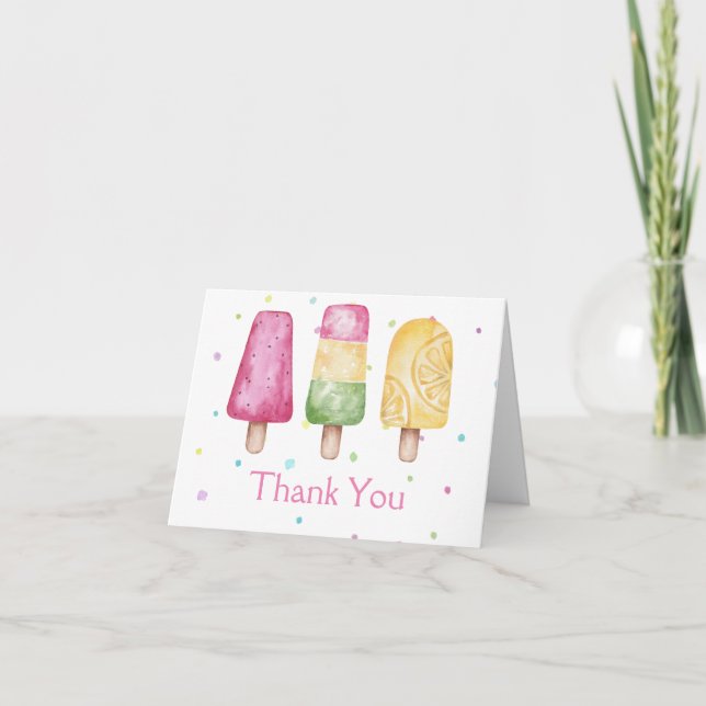 Girl Ready to Pop Summer Baby Shower Thank You Card (Front)