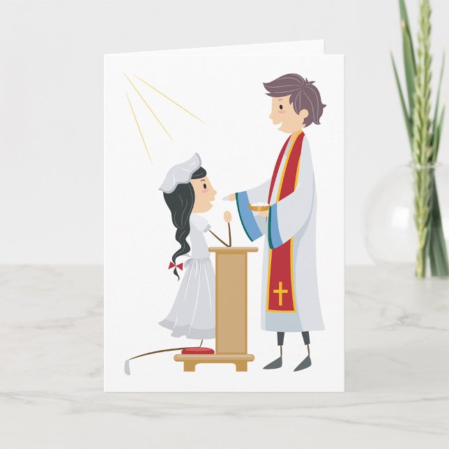 Girl Receiving Communion Greeting Cards (Creator Uploaded)