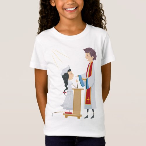 Girl Receiving Communion Religious Girls T_Shirt
