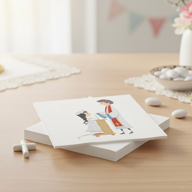 Girl Receiving Communion Religious Paper Napkins (Creator Uploaded)
