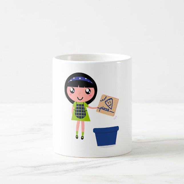 Girl Recycling Pizza Box Fun Eco-Friendly  Coffee Mug (Creator Uploaded)