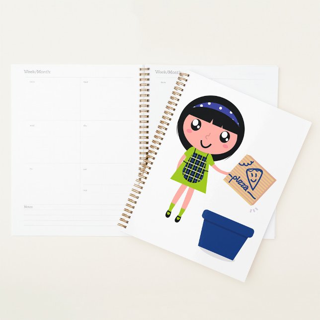 Girl Recycling Pizza Box Fun Eco-Friendly  Planner (Creator Uploaded)
