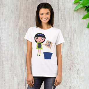 Girl Recycling Pizza Box Fun Eco-Friendly T-Shirt