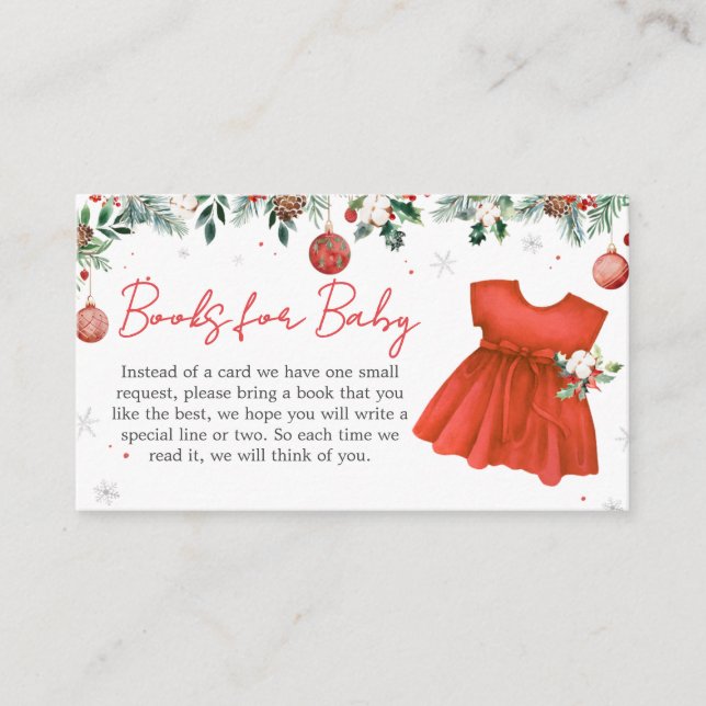 Girl Red Santa Christmas Baby Books for Baby Enclosure Card (Front)