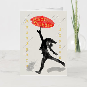Girl Red Umbrella Foil Birthday Card Personalize