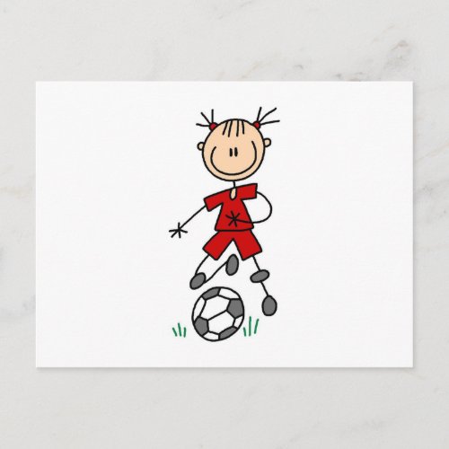 Girl Red Uniform Stick Figure Soccer Player Gifts Postcard