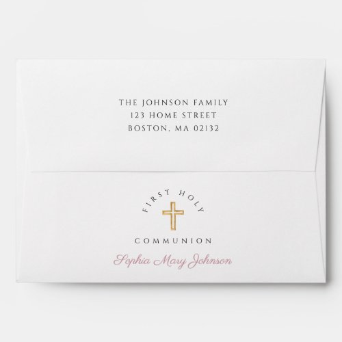 Girl Religious Cross Pink First Communion Envelope