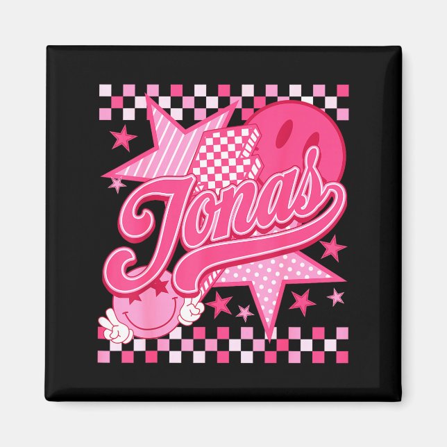 Girl Retro Jonas Groovy Flower First Name D 80's  Magnet (Front)