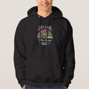 Girl Retro Just A Girl Who Loves Goats Goat Ranche Hoodie