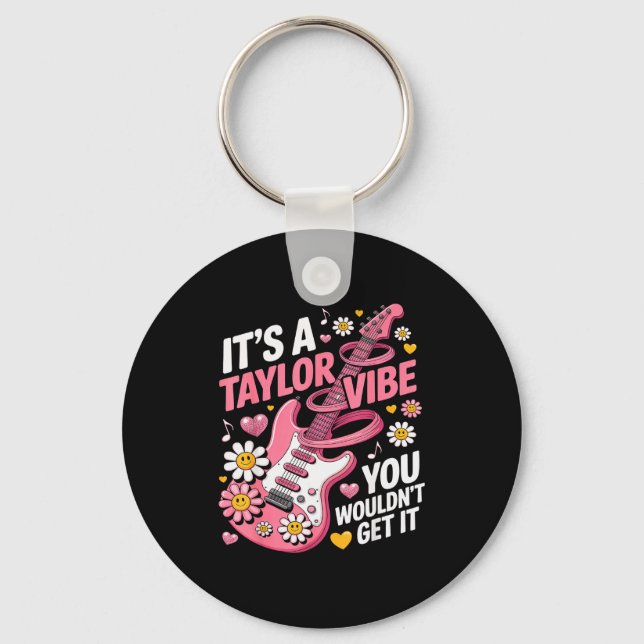 Girl Retro Taylor First Name D Groovy 70's 80's  Keychain (Front)