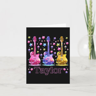 Girl Retro Taylor First Name Personalized Groovy 8 Card