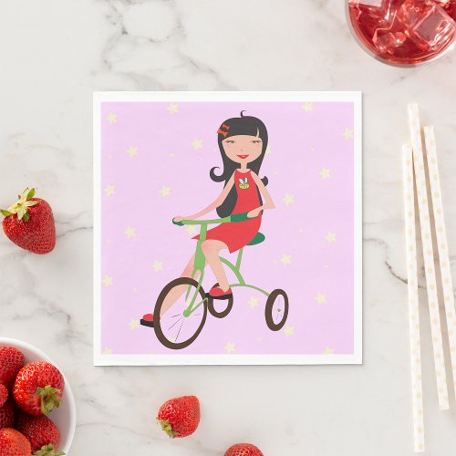 Girl Riding A Bike Paper Napkins