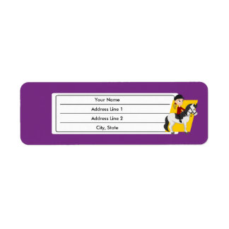Girl riding a horse cartoon label