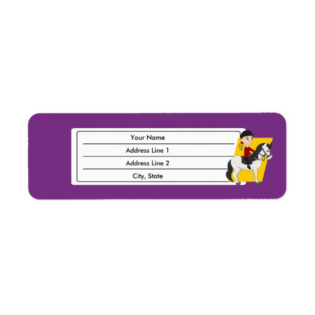Girl riding a horse cartoon label (Front)