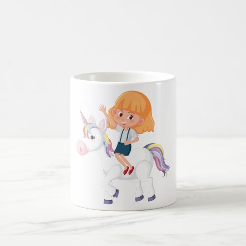 Girl Riding A Unicorn Coffee Mug