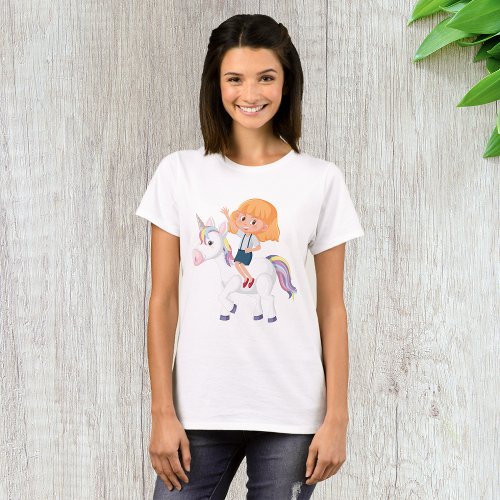 Girl Riding A Unicorn T_Shirt