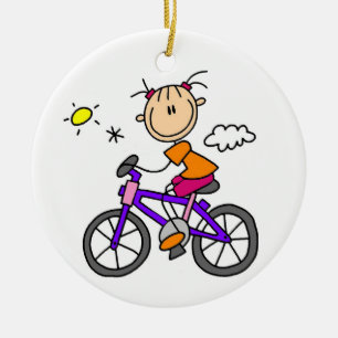 Girl Riding Bicycle Ceramic Ornament