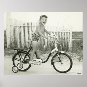 Girl Riding Bicycle Poster