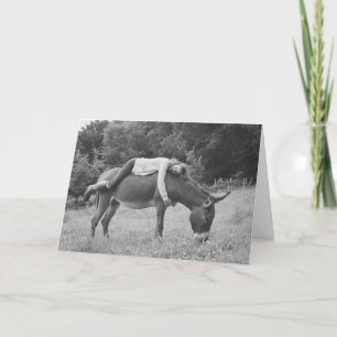 Girl Riding Donkey birthday card