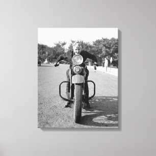 Girl Riding Motorcycle, 1937 Canvas Print