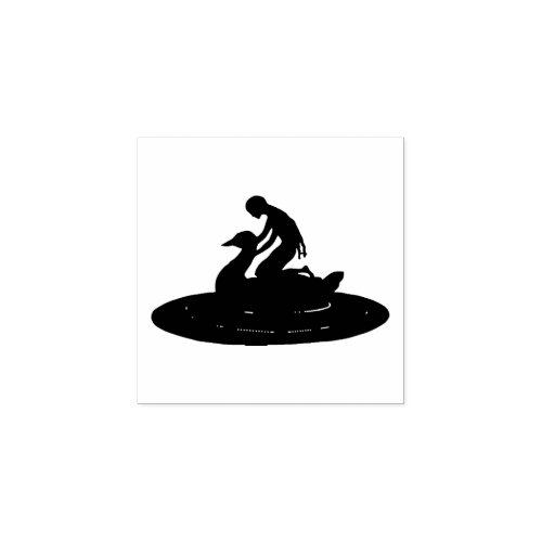 Girl Riding Swan Fairytale Fantasy Silhouette art Rubber Stamp