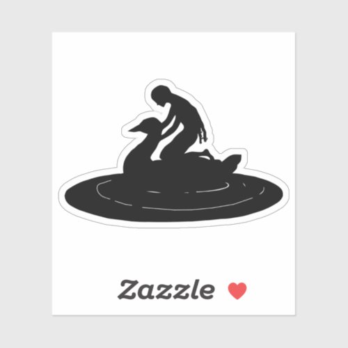 Girl Riding Swan Silhouette Fantasy Fairytale Art Sticker