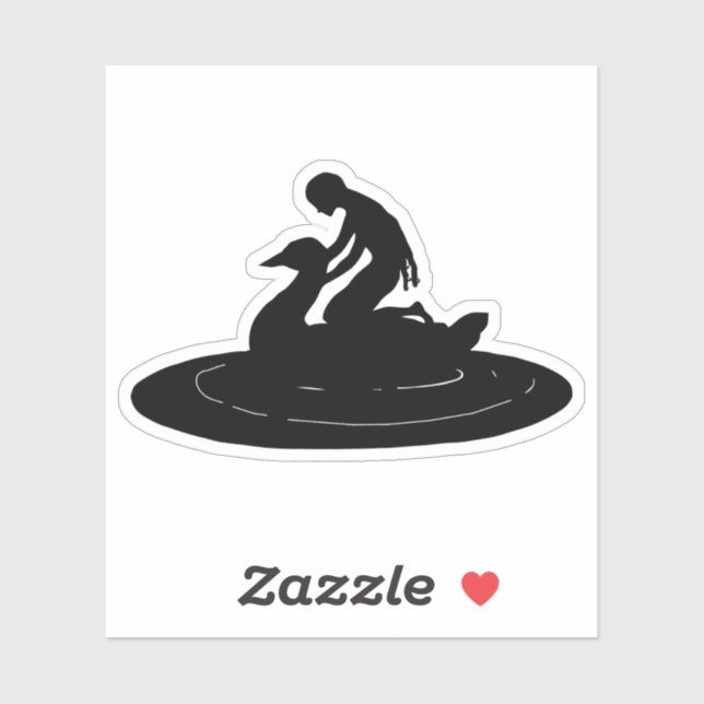 Girl Riding Swan Silhouette Fantasy Fairytale Art Sticker (Sheet)