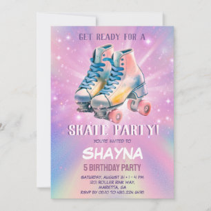 Girl Roller Skating Birthday Invitation