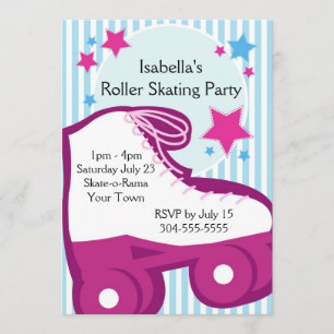 Girl Roller Skating Birthday Party Invitation