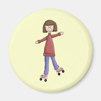Girl Rollerskating Magnet