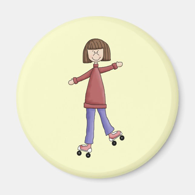 Girl Rollerskating Magnet (Front)