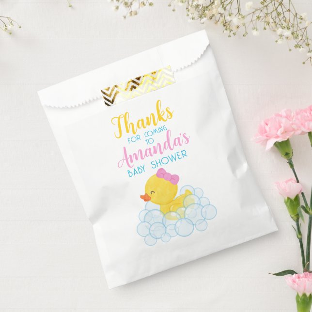 Girl Rubber Duck Baby Shower Favor Treat Bags (Sealed)