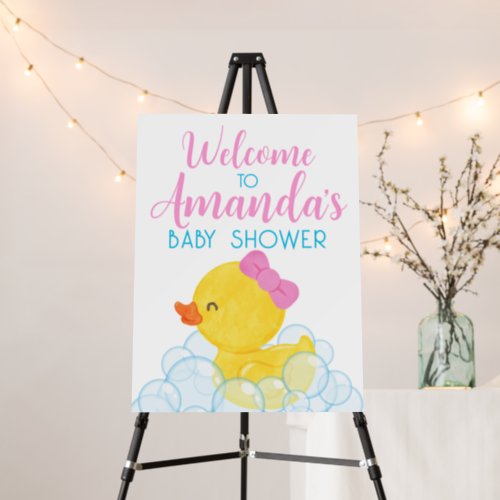 Girl Rubber Duck Baby Shower Foam Welcome Sign