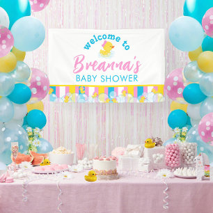 Girl Rubber Duck Baby Shower Hanging Welcome Banner