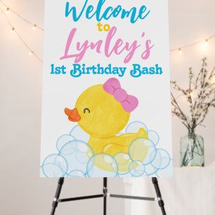 Girl Rubber Duck Birthday Foam Welcome Sign