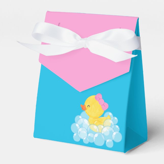 Girl Rubber Duck Birthday Shower Treat Favor Boxes (Front Side)