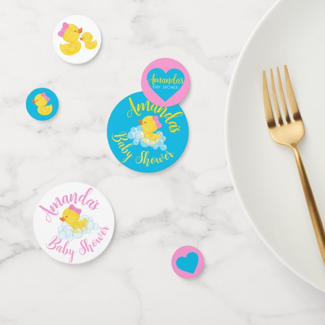 Girl Rubber Duck Personalized Baby Shower Confetti (Group)