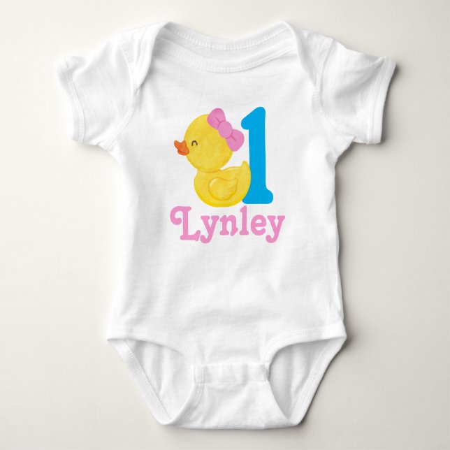 Girl Rubber Duck Personalized Birthday Bodysuit (Front)