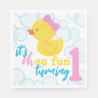 Girl Rubber Duck Turning One First Birthday
