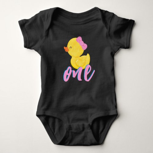 Girl Rubber Duck Youre the One 1st Birthday Baby Bodysuit