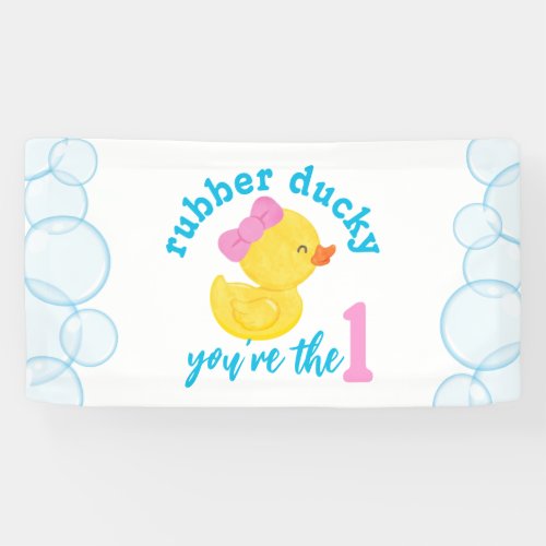 Girl Rubber Ducky 1st Birthday Party Banner