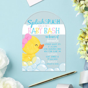 Girl Rubber Ducky Baby Shower Acrylic Invitation