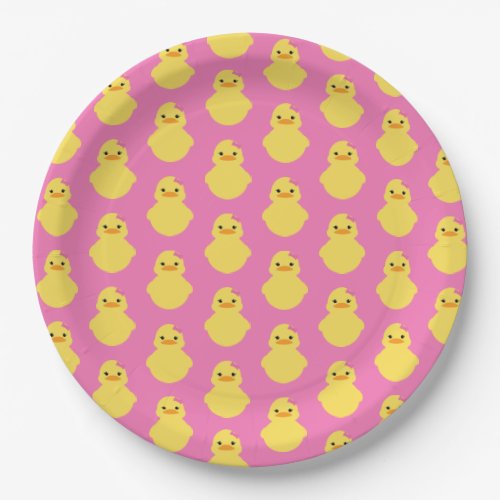girl rubber ducky BABY SHOWER pink party Paper Plates