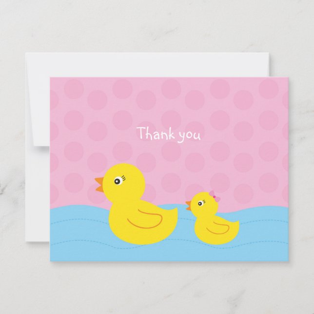 Girl Rubber Ducky Duck Flat Thank You Note Cards (Front)