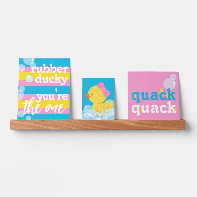 Girl Rubber Ducky You're the One 3 Piece Picture Ledge (Front)