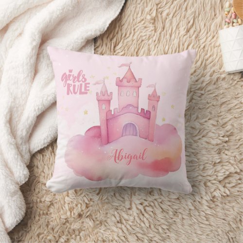 Girl Rule Palace on the Pink Cloud Burp Cloth Throw Pillow