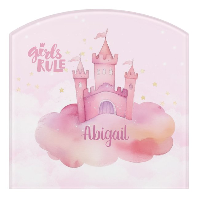 Girl Rule Palace on the Pink Cloud  Door Sign (Contour Front)
