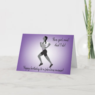 Girl Runner with Plait Birthday Card