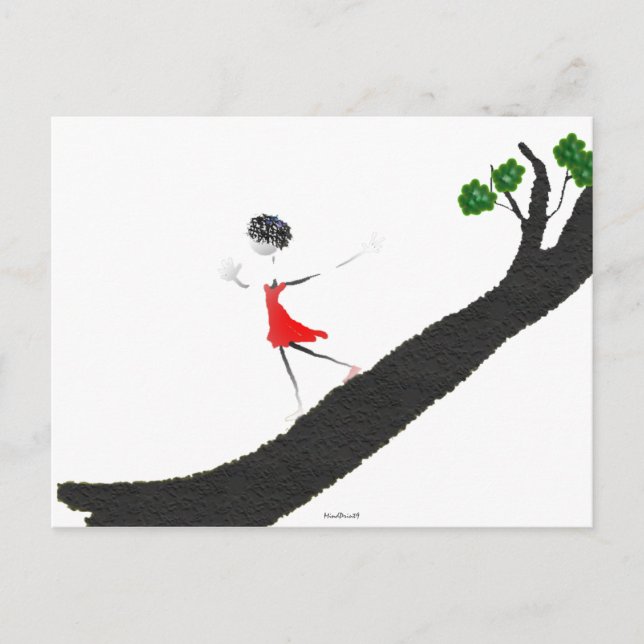 Girl Running Down a Tree Postcard (Front)